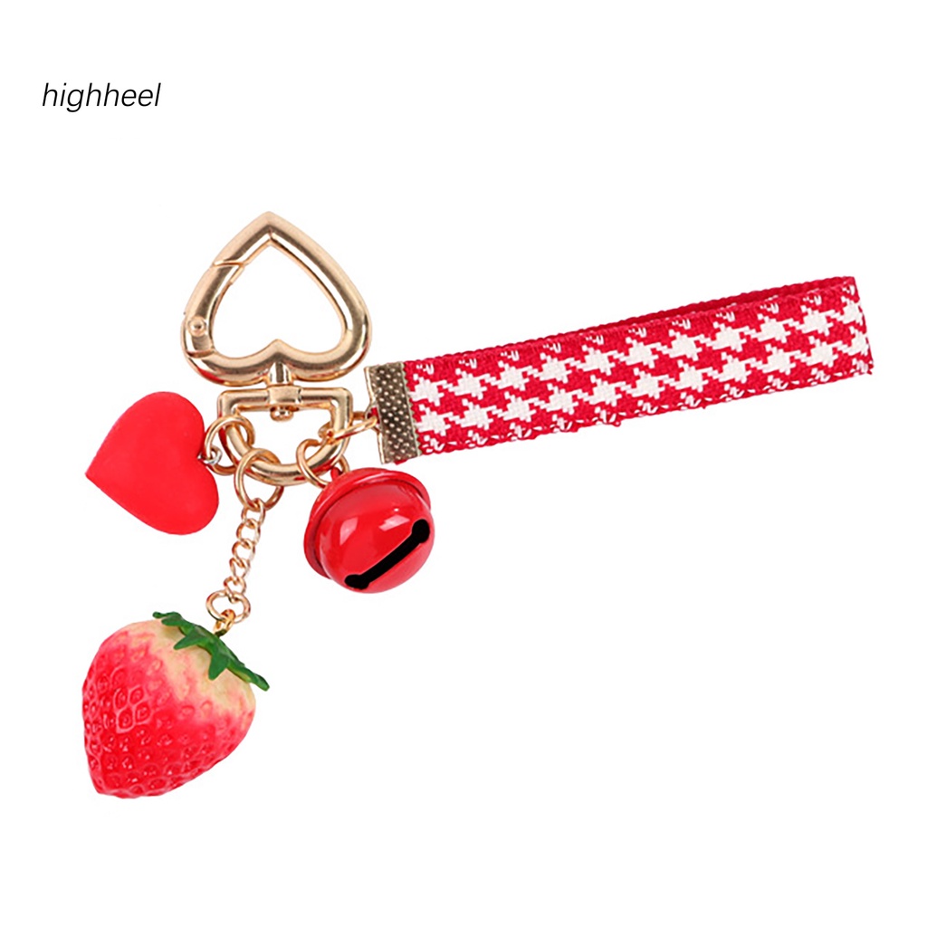 Móc Khóa Hình Quả Dâu Tây / Chuông / Quả Chuông / Trái Tim 3d Mini Chống Rơi Vỡ