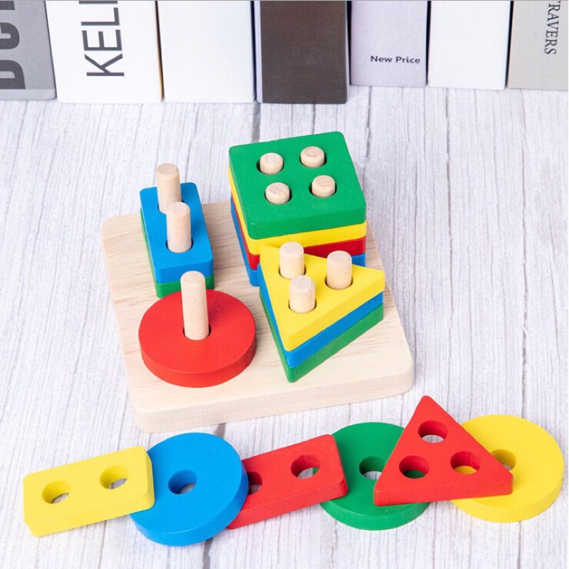 Bộ đồ chơi thong minh bang gỗ giáo dục 6 món Montessori