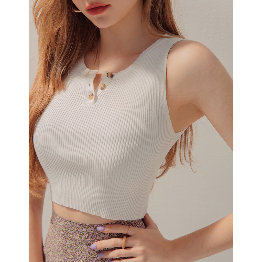 Áo không tay dáng ngắn cổ cài nút nữ Air Space 2110121005 | BigBuy360 - bigbuy360.vn