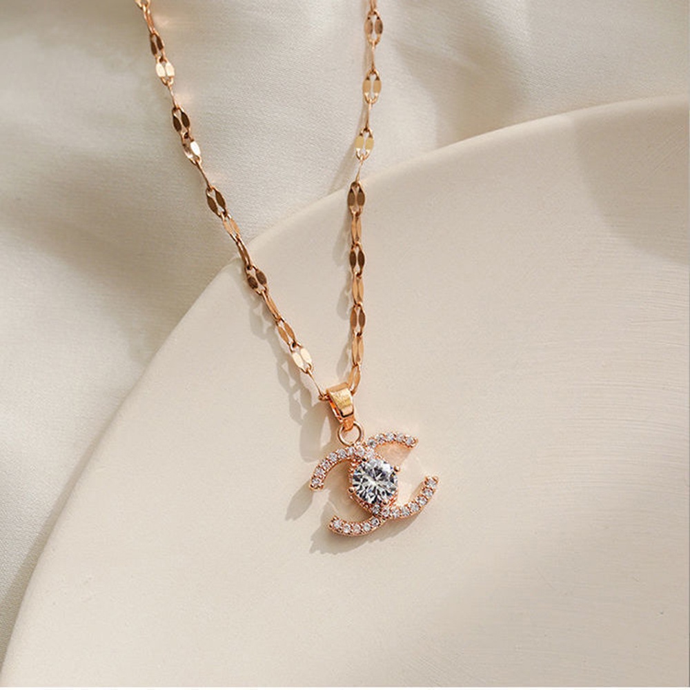Dây chuyền mạ vàng 18K/ vàng hồng đính đá sang trọng thời trang dành cho nữ