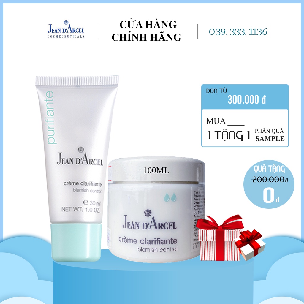 [CHÍNH HÃNG] Kem giảm mụn nhanh Jean Darcel _ Blemish control Jean D'Arcel 30ml và 100ml