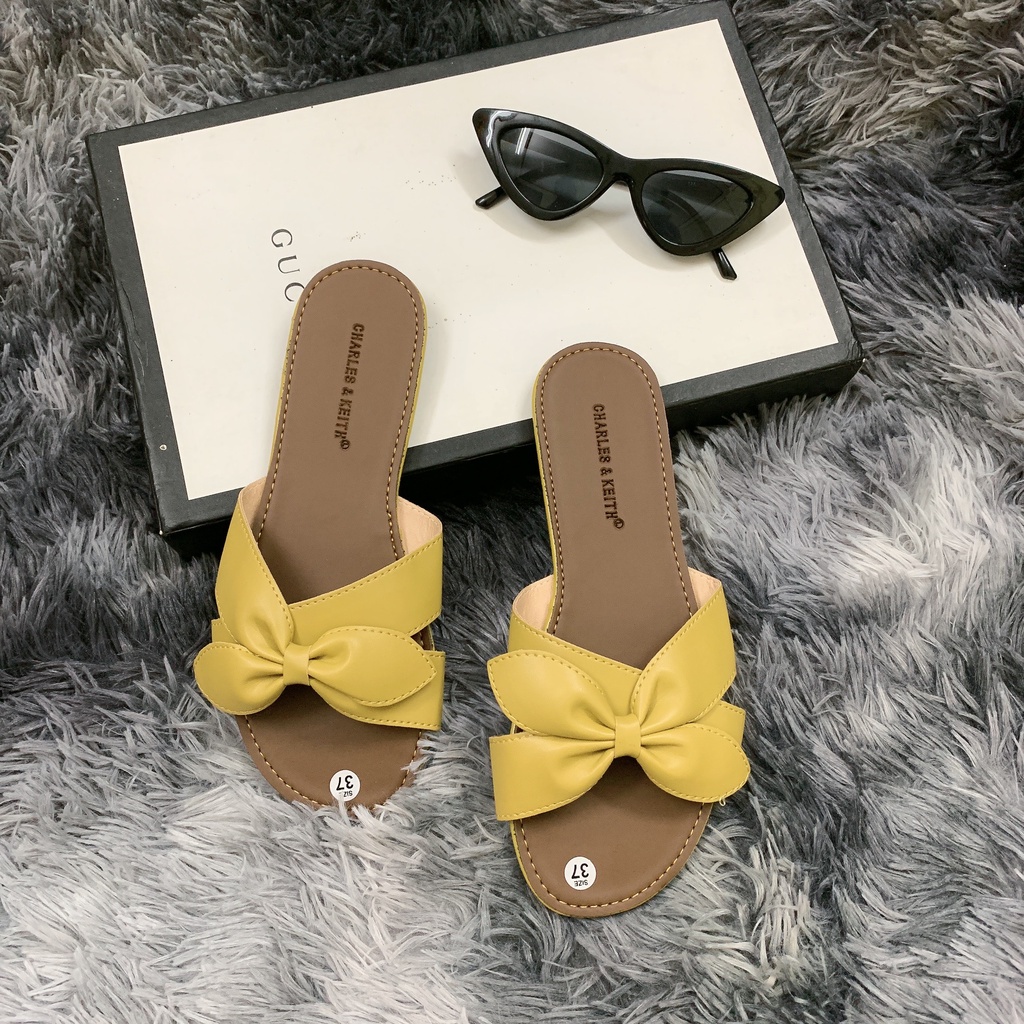 Dép Nơ Nữ - Dép Lê Nữ Thời Trang quai ngang đính nơ đế bệt mềm mại, thoải mái, sandal cá tính, cute D06 HOT