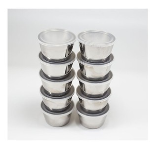 Bộ 15 Khuôn Inox Làm Bánh Flan Có Nắp Dùng Được Trong Lò Vi Sóng