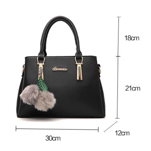 Hàng Có Sẵn QiDong Túi Xách Tote Lớn Đeo Vai Trang Trí Bóng Lông Cho Nữ