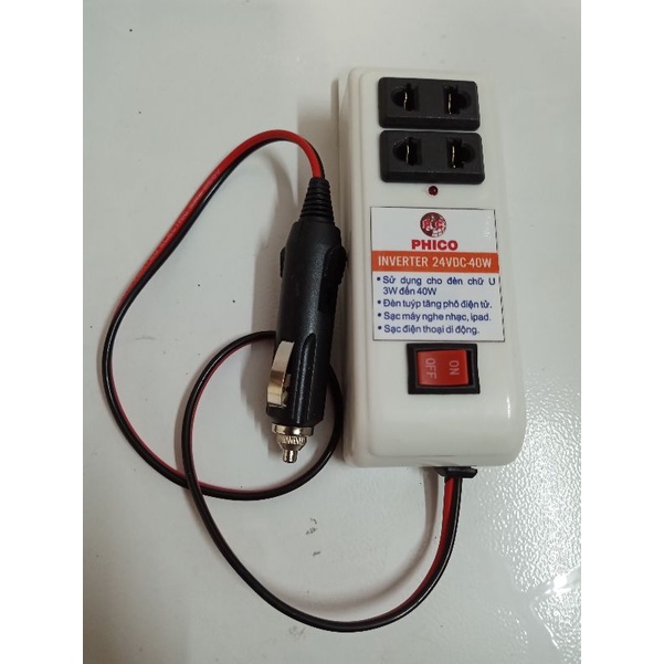 Bộ kích điện 24v lên 220v 40W dùng trên ghe, xe tải, xe đầu kéo