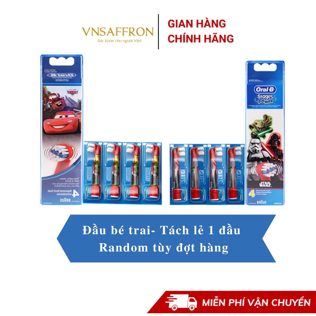 Đầu bàn chải trẻ em Oral B thay thế chính hãng (Disney, Starwar,...) cho trẻ em, bé trai từ 3 tuổi