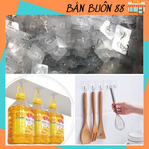 Bán Sỉ Set 2 Móc Treo Trong Suốt Dán Tường Chất Lượng Loại 1 T10 (Max 10Kg) 88037