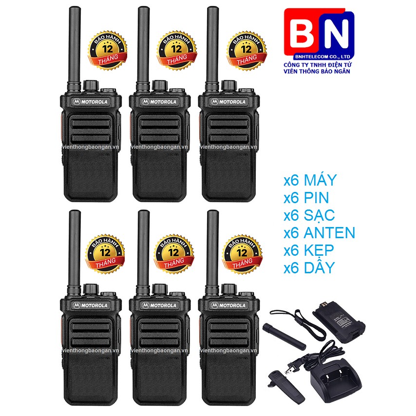 Bộ 6 Bộ đàm Motorola CP988 (Nhỏ gọn, 2 chế độ sạc, Pin dung lượng cao sử dụng >18 tiếng, siêu bền)