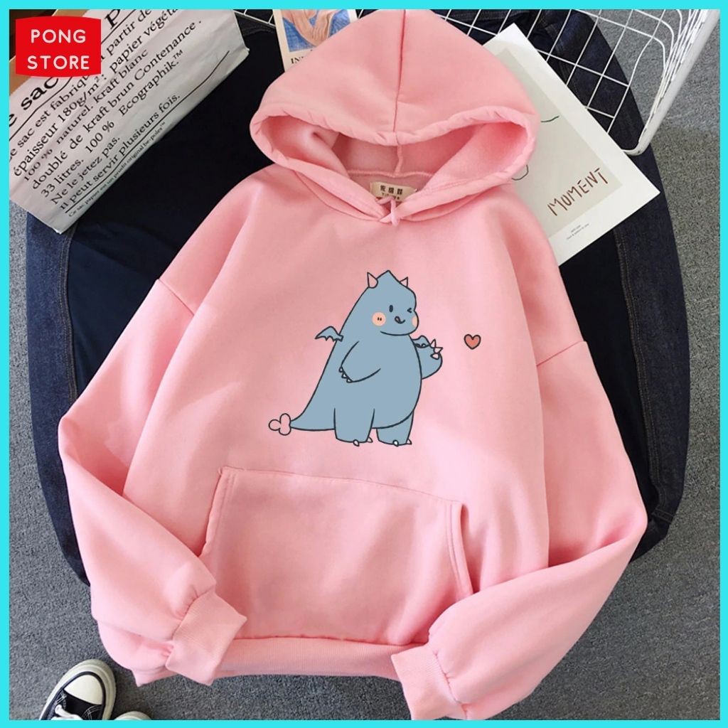 Áo khoác hoodie KHỦNG LONG BẮN TIM, chất nỉ mềm mịn Unisex pongshop | BigBuy360 - bigbuy360.vn