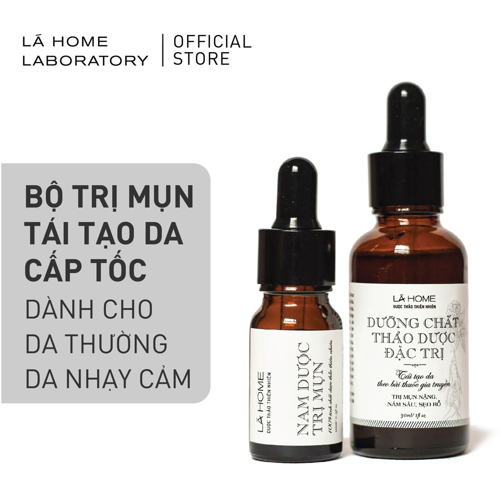 Bộ Tái Tạo Cấp Tốc Lá Home (nhỏ) - da dầu mụn, da nhạy cảm, da ít vấn đề, hạn chế sưng đỏ
