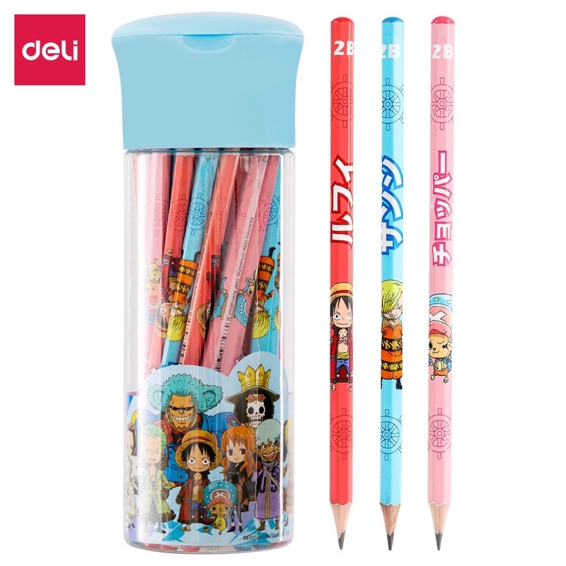 Hộp 50 cây bút chì gỗ 2B Deli OnePiece + Tặng 1 gọt chì