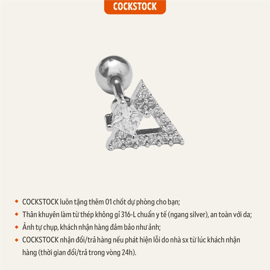 Khuyên tai đá Blink Triangle CockStock