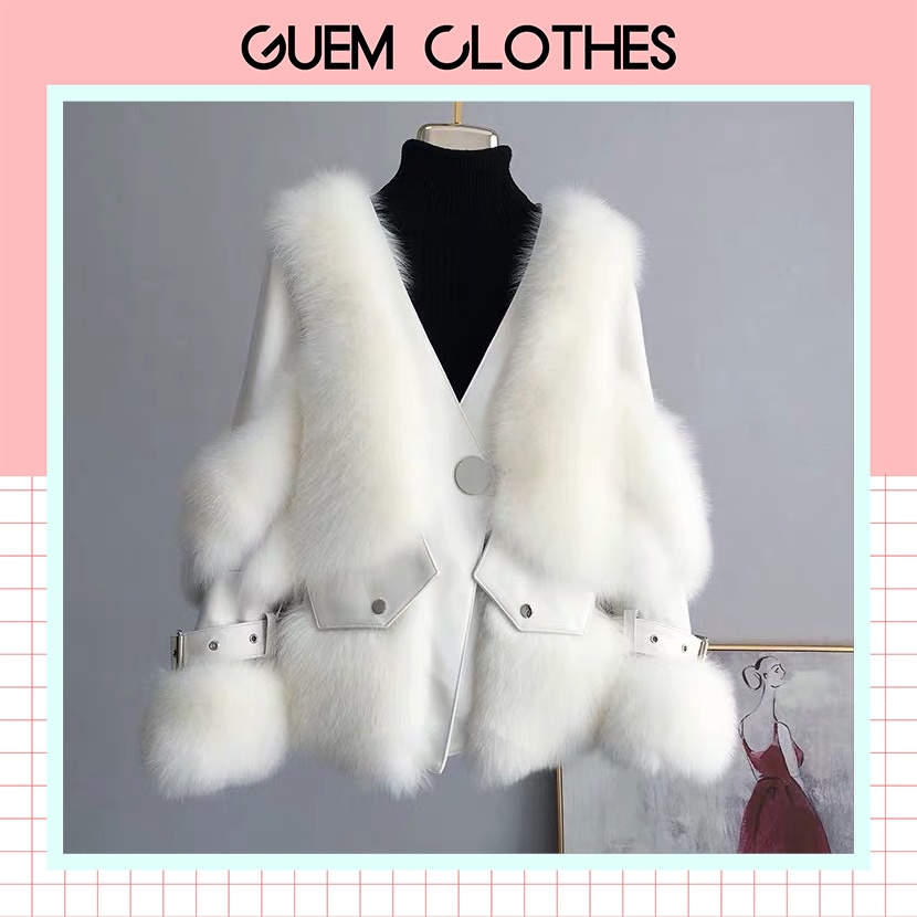 Áo khoác lông phối da cao cấp hàng Quảng Châu - GUEM Clothes