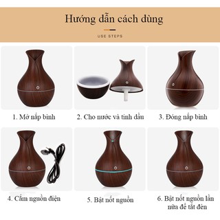 Đèn Xông Tinh Dầu Vân Gỗ Tulip [Tặng Kèm Tinh Dầu]