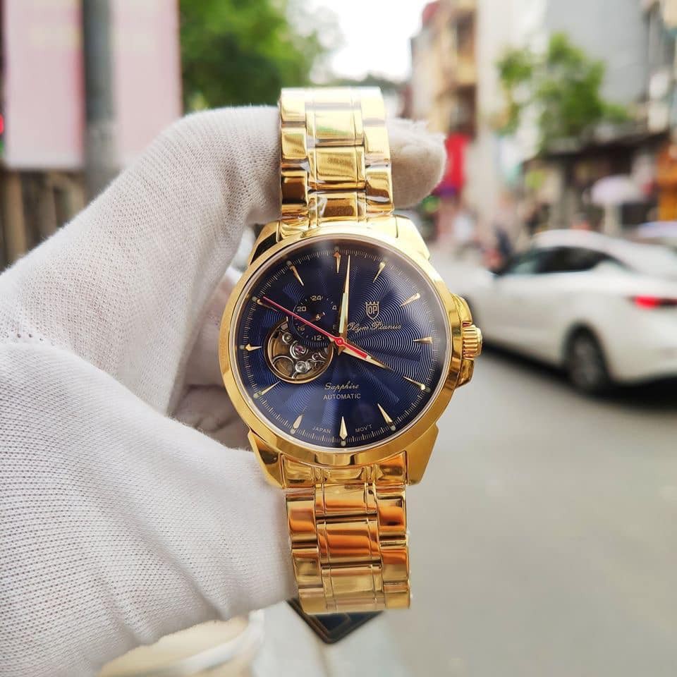 Đồng hồ nam dây kim loại Automatic Olym Pianus OP990-083 OP990-083AMK xanh lam
