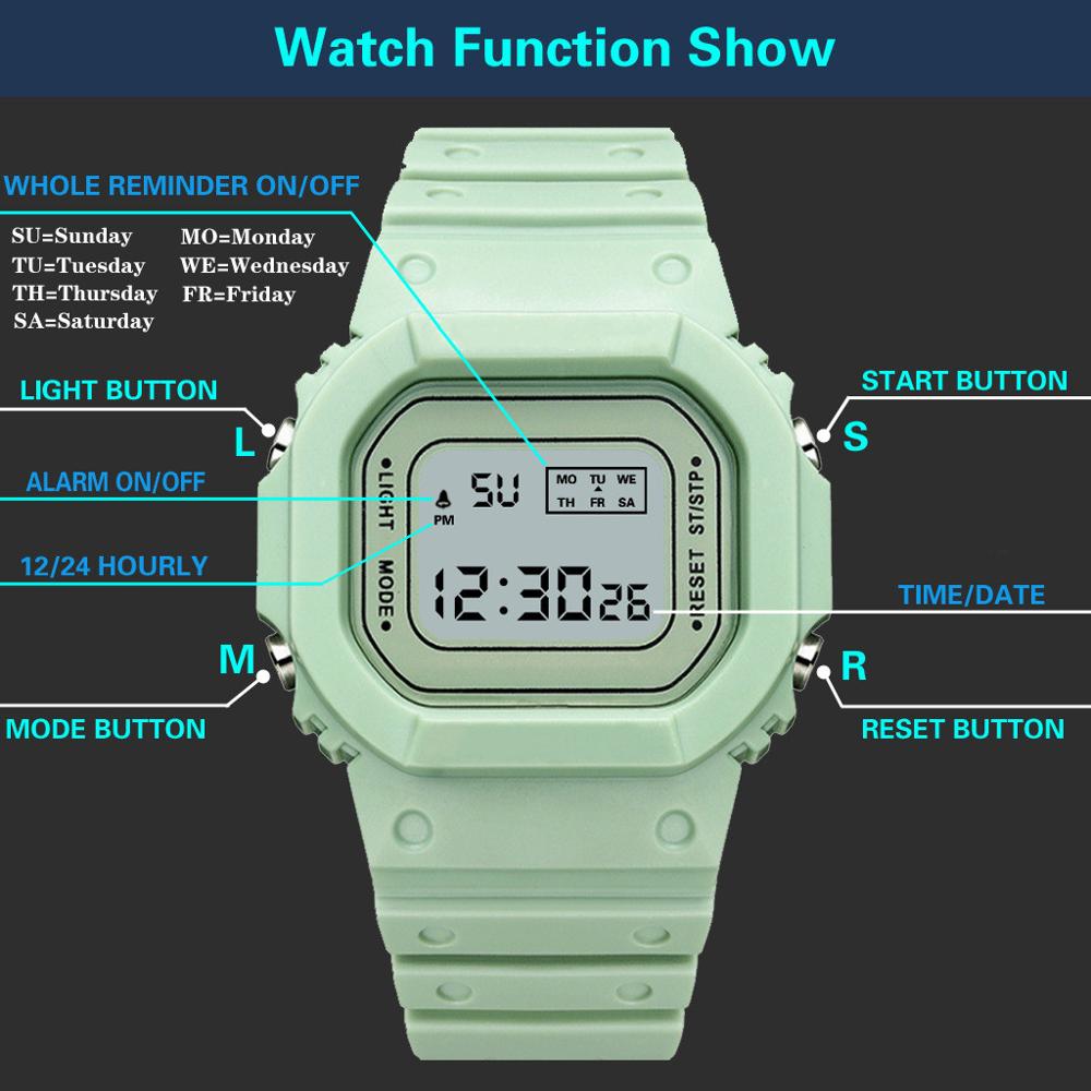 Fashion Simple Sport Watches Korean INS LED Jam Tangan Perempuan Waterproof Electronic Watch With Alarm And Calendar