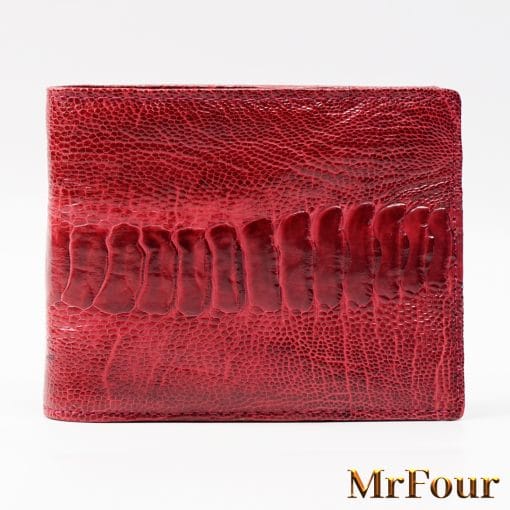Ví Da Đà Điểu 2 Mặt Cao Câp Màu Đỏ Rượu MrFour | Ví Đà Điểu Dáng Ngang
