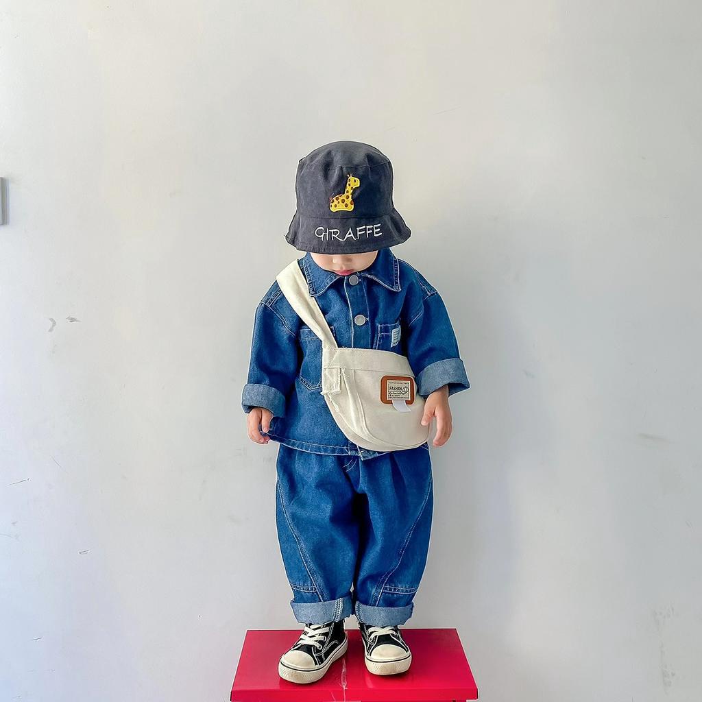 Túi Đeo Chéo Nhỏ Bằng Vải Canvas Phong Cách Thời Trang Đường Phố Đơn Giản Dành Cho Bé Trai Bé Gái