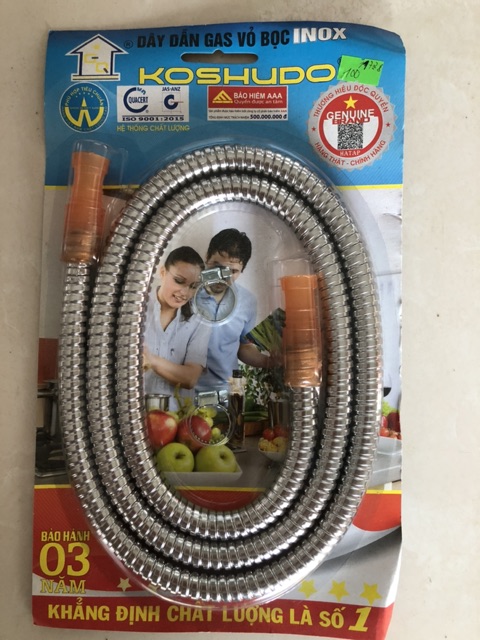 Dây dẫn gas vỏ bọc inox KOSHUDO (bảo hành 3 năm)