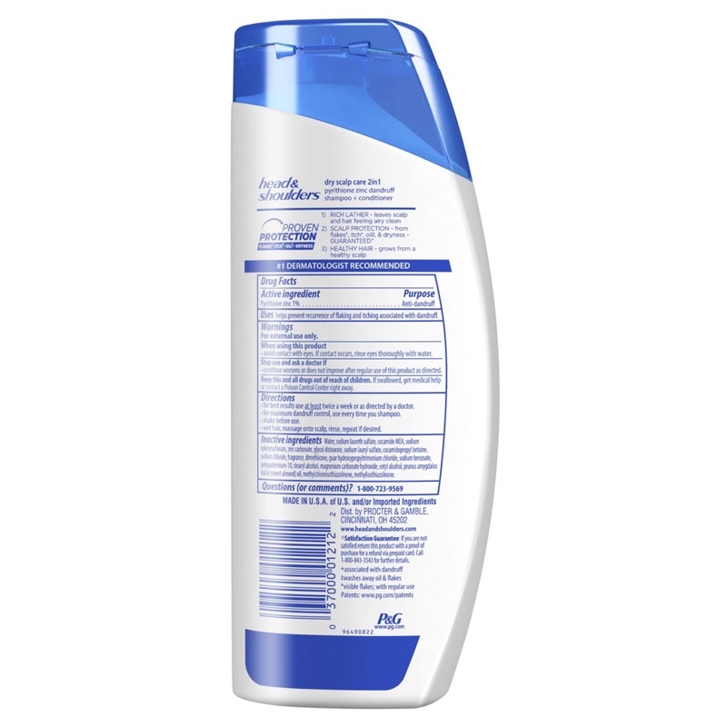 [USA] Dầu gội xả Head &amp; Shoulders 2in1 Dry Scalp Care 700ml hạnh nhân sạch gàu - Mỹ