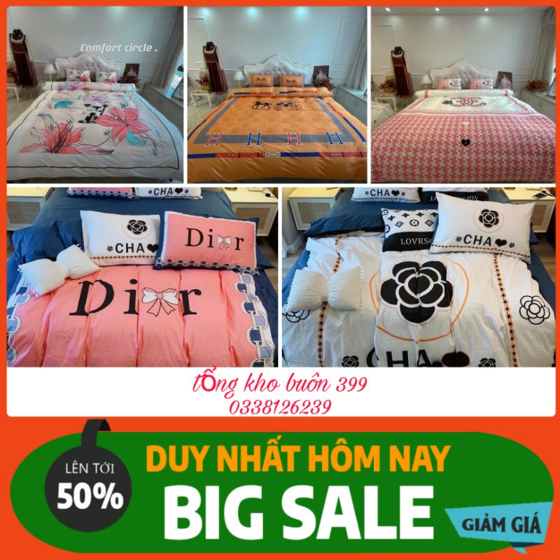[GIÁ HỦY DIỆT] set (bộ) 4 món chăn ga gối nỉ nhung in logo thương hiệu, chăn ga gối nệm, chăn, mền