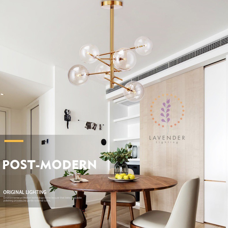 Đèn thả chùm bóng que thân mạ vàng TH223