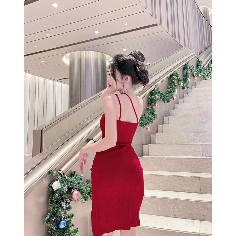 Đầm Body Hai Dây Chéo Xẻ Tà -D16-
