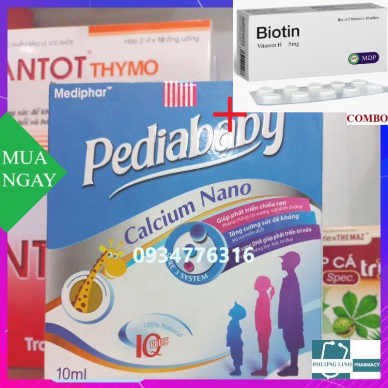 Combo Biotin 5mg+ ✅ Pediababy kid gold bổ sung canxi, phát triển chiều cao