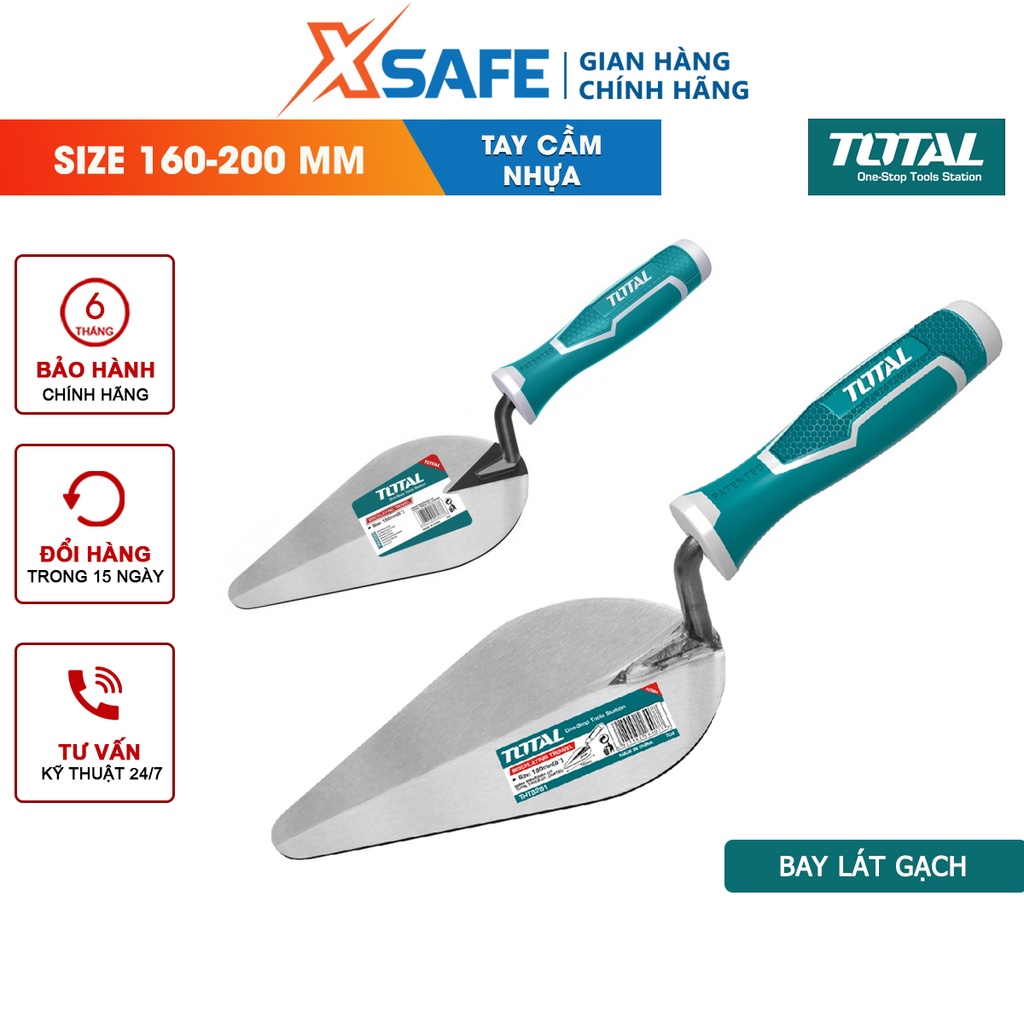 Bay lát gạch TOTAL Bay lát gạch xây dựng kích thước 6-8&quot;/160-200mm, tay cầm nhựa độ nhám vừa đủ, chắc tay - Chính hãng