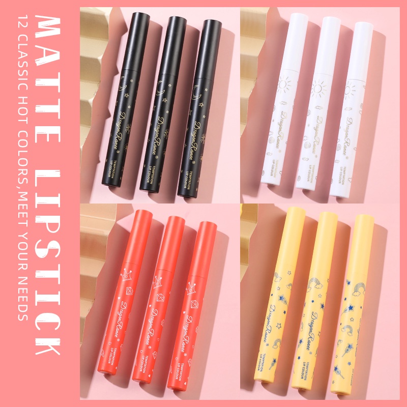 [Hàng mới về] Set 3 Son Môi Bút Chì Hiệu Ứng Lì Màu Sắc Thời Trang Thương Hiệu Dragon Ranee