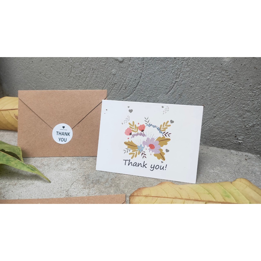 Thiệp cảm ơn thiệp chúc mừng phong cách vintage bằng giấy kraft cao cấp sang trọng kèm phong bì và nhãn dán