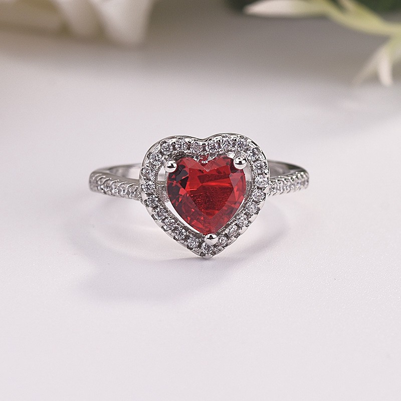 Nhẫn Mạ Bạc Đính Đá Hồng Ngọc Sang Trọng