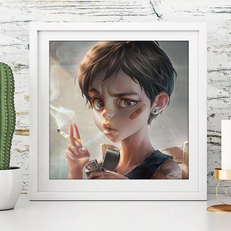 Bộ Dụng Cụ Làm Tranh Đính Đá 5D Họa Tiết Cô Gái / Cậu Bé Hoạt Hình Độc Đáo Kích Thước 30x30CM Diy Dùng Trang Trí Nhà Cửa