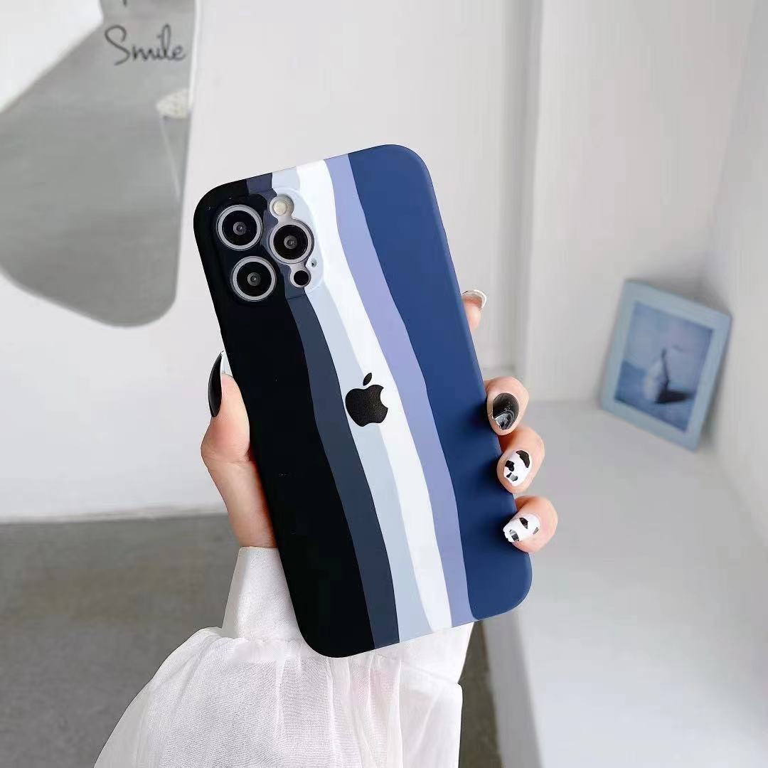 Ốp điện thoại silicon họa tiết sọc cầu vồng thời trang dành cho iphone 11 pro max 12 pro max x xs max xr 7 plus 8 plus