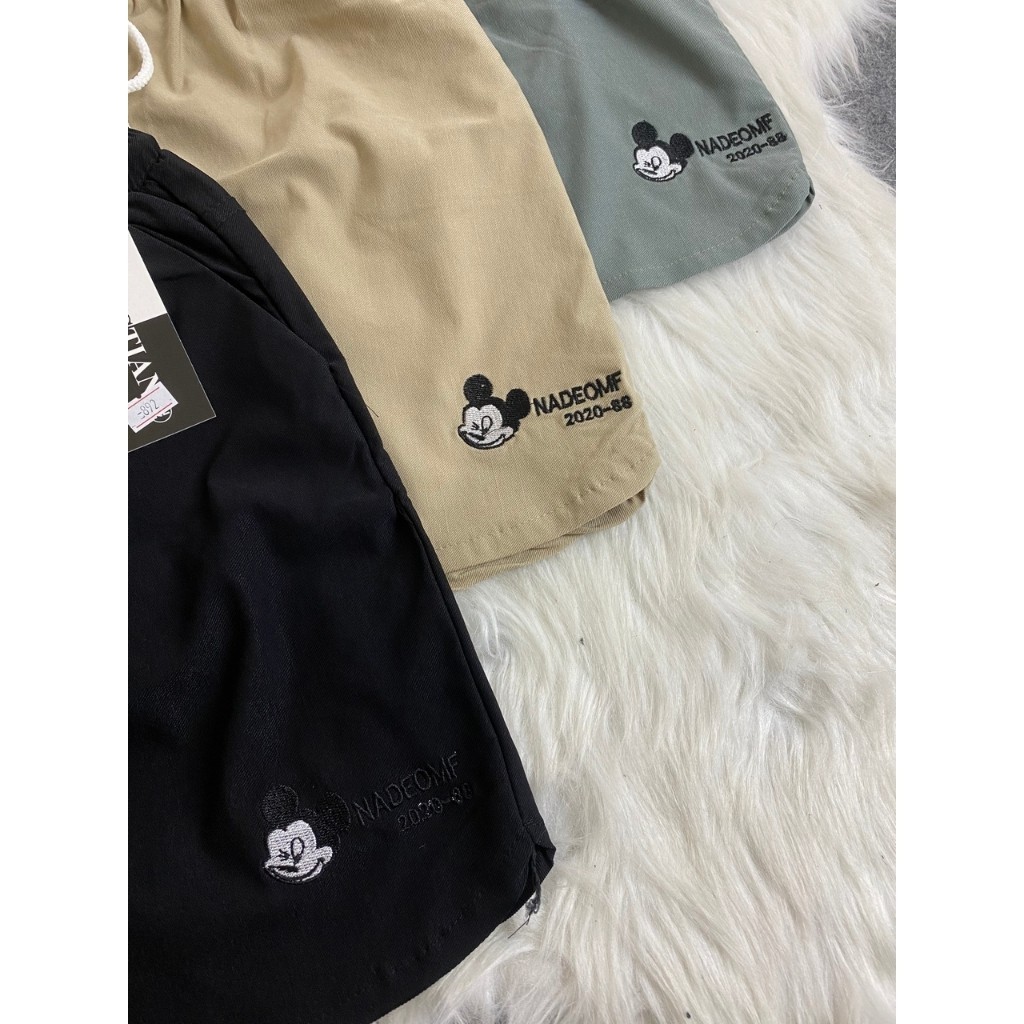 [Mã WAMTMLOAN0H giảm 20K đơn 0K] Quần Short Đùi Nữ Thêu Chữ Mickey Cạp Chun Co Giãn Tốt | BigBuy360 - bigbuy360.vn