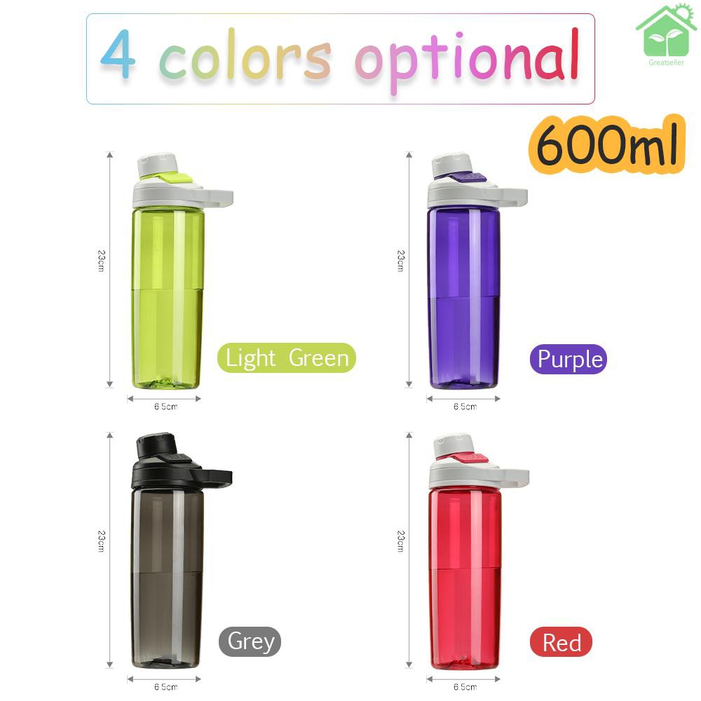 Bình Nước Thể Thao 600ml Bằng Nhựa Không Độc Hại Có Nắp Từ Tính Tiện Dụng