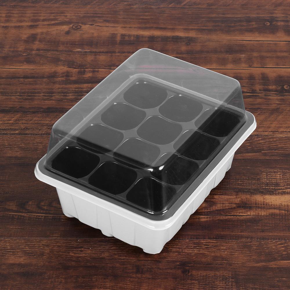 Khay Trồng Cây Mầm 6 / 12 Ngăn Bằng Nhựa Trong Suốt Kèm Nắp Đậy Cho Nhà Kính / Văn Phòng