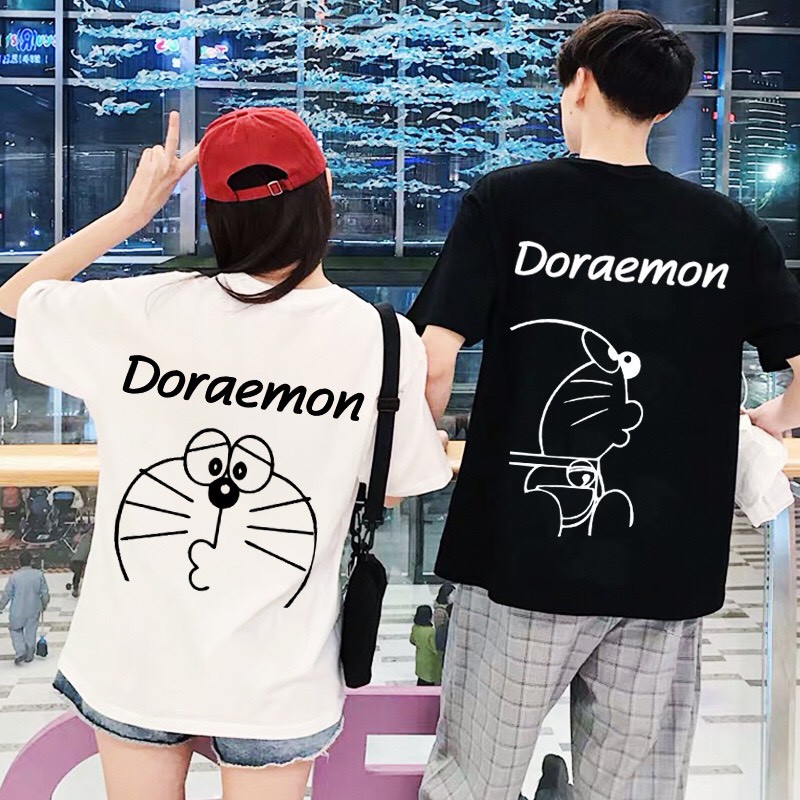 Áo Thun hình Doremon Siêu Cute.Áo phông cotton chất đẹp mát, áo unisex, áo phông trắng đen