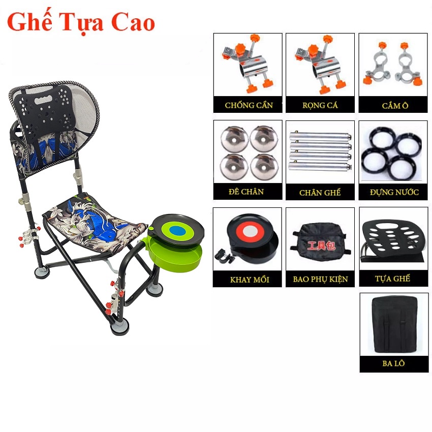 Ghế Câu Cá Địa Hình Ghế [Full phụ kiện] Câu Đài Có Thể Xếp Gọn Cao Cấp [ SANAMI FISHING STORE ] Ghế Dã Ngoại