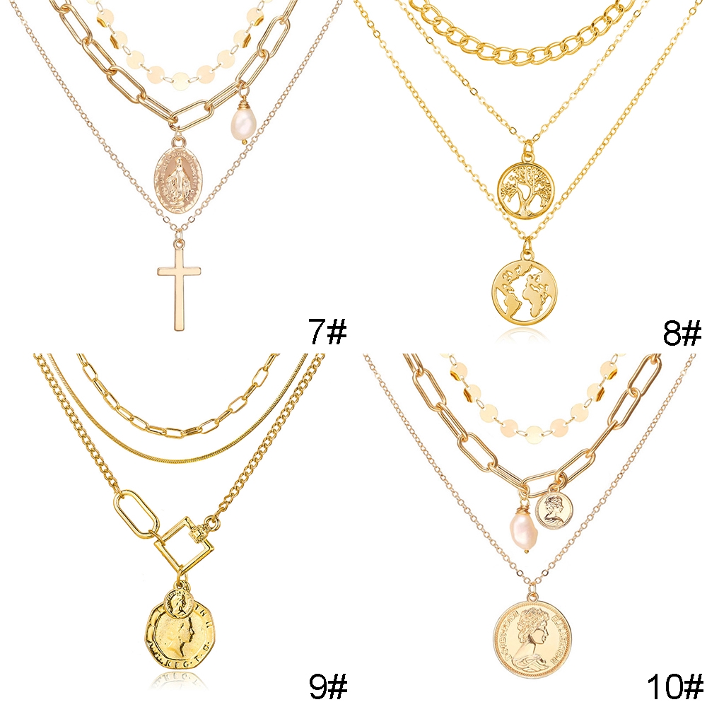 Dây Chuyền Nhiều Lớp Phối Mặt Vỏ Sò/Ngọc Trai Nhân Tạo Độc Đáo Thời Trang Cho Nữ