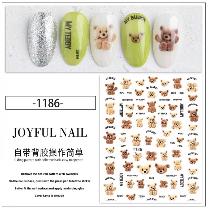 sticker 3d hoạt hinh thương hiệu dán móng tay nail mới