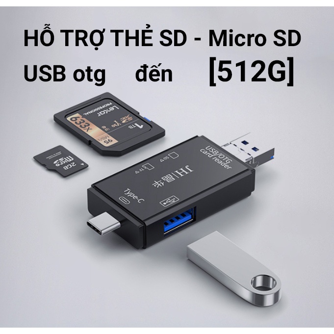 Đầu đọc thẻ nhớ SD Type-c kiêm chuyển đổi type-c sang usb đa năng