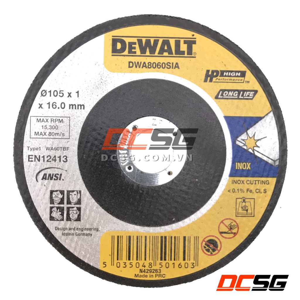 Đá cắt Inox 105x1.0x16mm Dewalt DWA8060SIA | DCSG