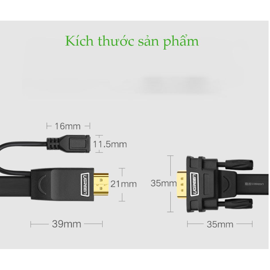 Cáp HDMI sang VGA UGREEN MM117 - Hàng phân phối chính hãng - Bảo hành 18 tháng