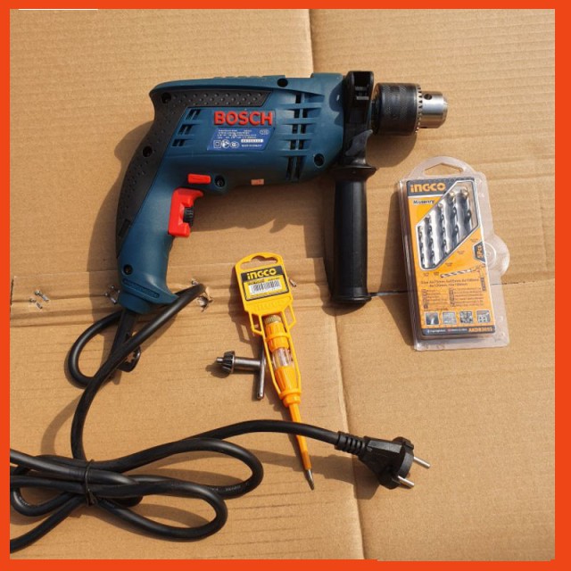 Chính Hãng MÁY KHOAN TƯỜNG, SẮT, GỖ BOSCH KHOAN 13 LY - tặng bộ mũi betong hợp kim và 1 vít thử điện ...