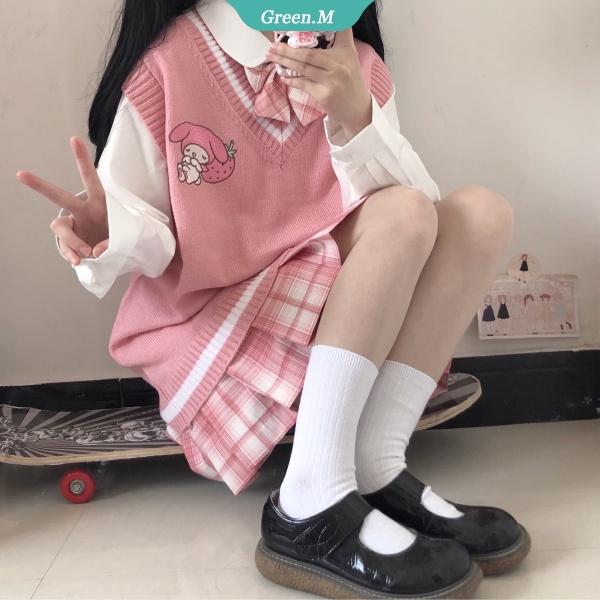 SANRIO Áo Sweater Dệt Kim Họa Tiết Kuromi Cinnamoroll My Melody Dễ Thương 2022 Cho Nữ