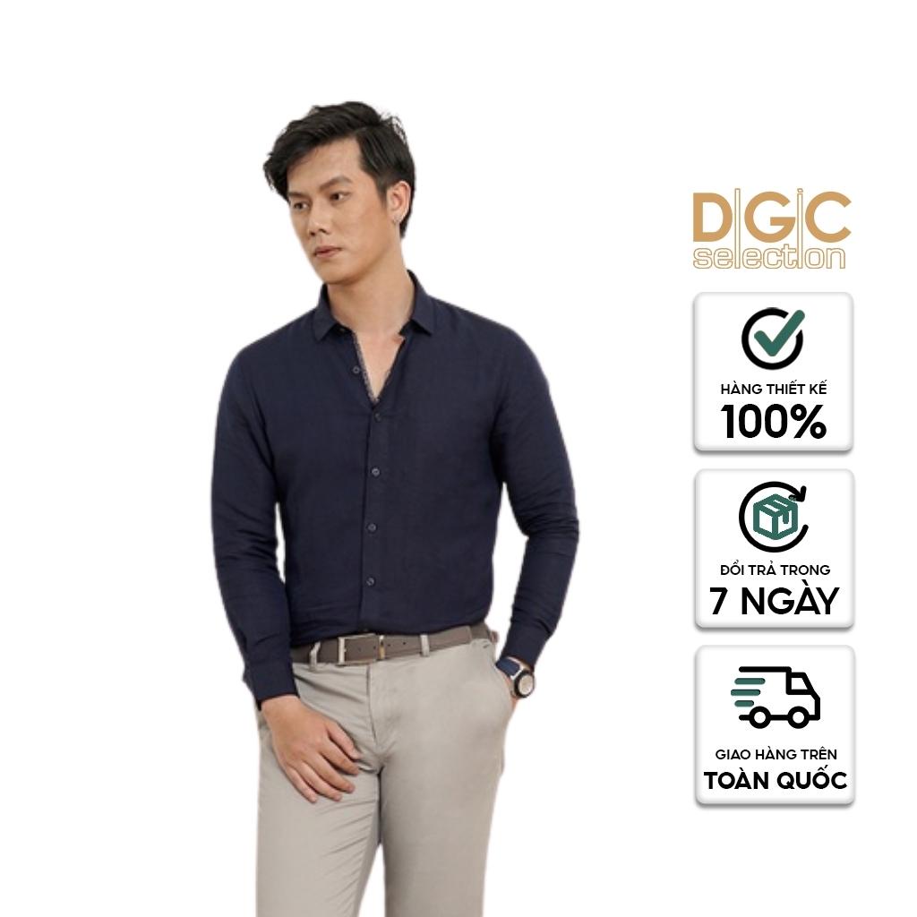 Áo sơ mi Nam dài tay DGCs kiểu dáng vừa vặn màu xanh navy, chất Cotton cao cấp mềm mát ít nhăn SASD2003M