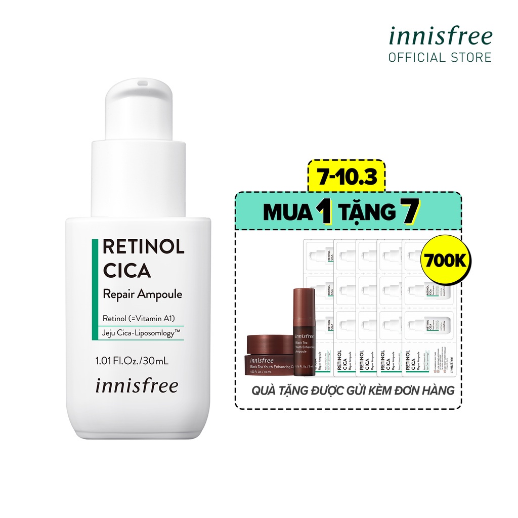 Tinh chất làm dịu và phục hồi da innisfree Retinol Cica Repair Ampoule 30ml