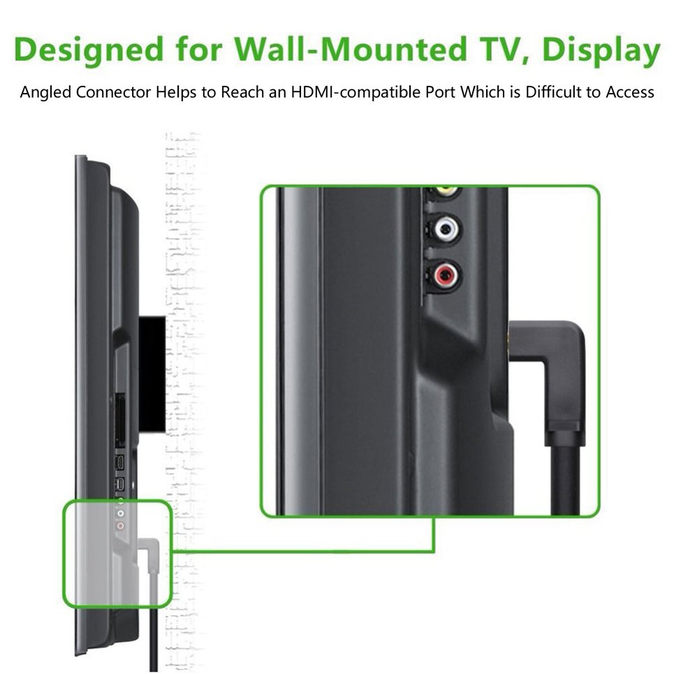 90 Degree Angle Male To HDMI-compatible Female Adapter Extender Converter