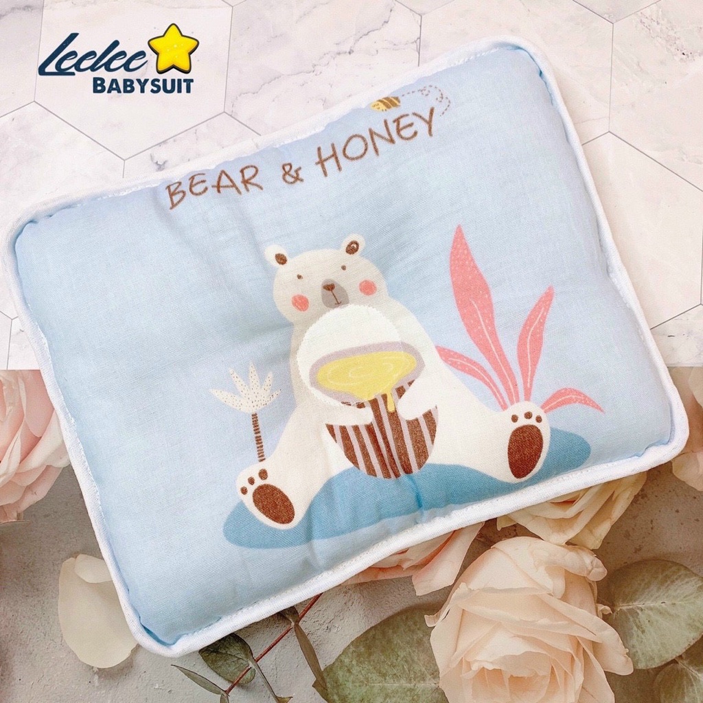 Gối xô sơ sinh chống méo bẹp đầu, gối lõm sợi tre cao cấp xuất Nhật thoáng khí thấm mồ hôi